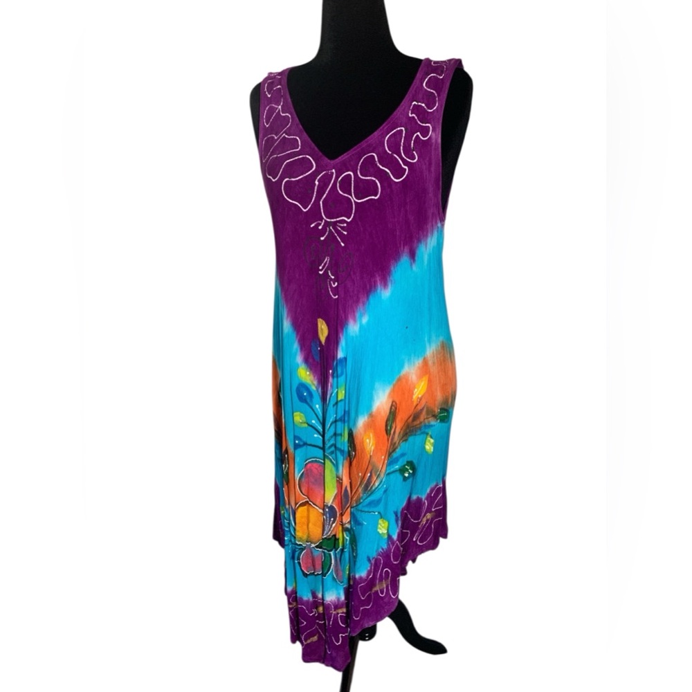 Vibrant Multicolor Sleeveless Cover Up Dress